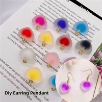 Breloques Cœur Givrées 8 Couleurs, Pendentif en Verre Coloré 18mm avec Anneau de Jonction Doré pour Fabrication de Bijoux DIY Colliers Boucles d'Oreilles