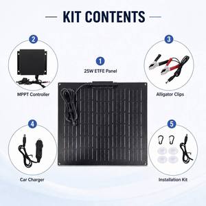 Producto en Tendencia: <span class=keywords><strong>Kit</strong></span> de Panel Solar de 25W 18V con Mantenedor de Carga Lenta de Batería Solar de <span class=keywords><strong>12V</strong></span> para Barcos, RVs y Caravanas - Product Image 2