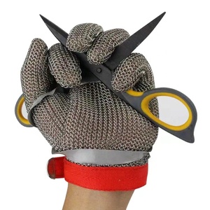 Gants de sécurité à cinq doigts en maille métallique en acier inoxydable pour cloison d'abattage - Product Image 5