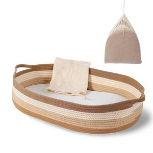 Organizador de Pañales para Bebé Niño - Cesta de Almacenamiento de Cuerda de Algodón con Compartimentos, Cestas de Almacenamiento Plegables - Product Image 5