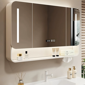 Arc Wall Mounted Bathroom Mirror Cabinet Vanity Mirror with LED <strong>Light</strong> Anti Fog Storage Cabinet Space Saving Bathroom Organizer - Product Image 3
