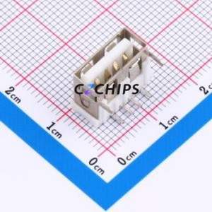 910-161A1012D10100 USB Connector Bent Lead Through Hole Connector Type-A USB 2.0 Female Right Angle Insert - Product Image 1