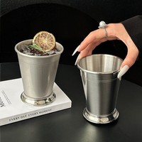 Gobelet à Julep en acier inoxydable, finition brossée miroir, verre à cocktail en métal pour bar et fête