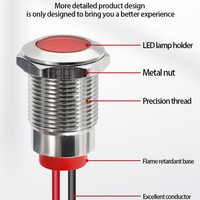 ABILKEEN Voyant lumineux à points de 12 mm avec câble de 150 mm, boîtier en laiton IP65, lampe pilote CE ROHS