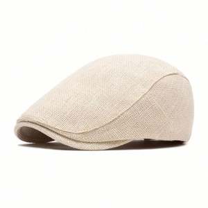 Cotton Line <b>Men</b> Beret Fashion Summer Breathable Ivy Hat <b>Flat</b> Top <b>Cap</b> for <b>Men</b> Sun Shade - Product Image 4