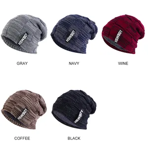 Wholesale Unisex Cheap Winter Hat In Bulk Knitted Knit Winter Beanie Hat Plush Woolen Baggy Hat Knitting Cap