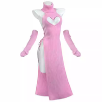 Robe longue dos nu sexy pour femme, style décontracté, en tricot doux, motif cœur uni, col roulé, bretelles spaghetti, en nylon/coton