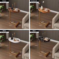 Table basse blanche, meubles de canapé en métal doré, Table d'appoint moderne en forme de C pour chambre à coucher
