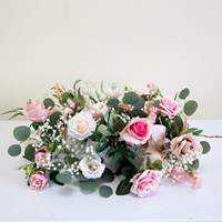 Arrangement floral artificiel LFB26022-3, rose rose et eucalyptus, centre de table pour mariage, décoration d'événements
