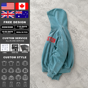 Sweat à capuche pour homme surdimensionné, style streetwear, avec patch brodé motif personnalisé, effet délavé à l'acide et effet soleil, en tissu épais - Product Image 2