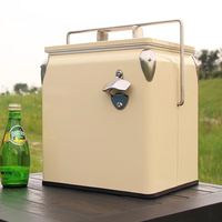 Glacière en métal 13L (14Qt) vintage avec ouvre-bouteille pour camping, pique-nique, barbecue, événements en plein air – Seau isotherme personnalisé