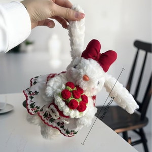 고품질 만화 인형 키체인이 있는 털복숭이 토끼 귀 가방 참 장식; 털빠짐이나 걸림 현상 없음, 튼튼한 걸이용 로프, 쉽게 떨어지지 않음 - Product Image 2