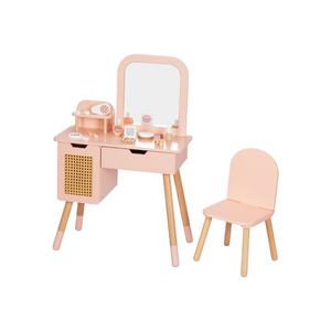 लड़कियों की लकड़ी की वैनिटी टेबल बच्चों के लिए ड्रेसिंग टेबल सौंदर्य राजकुमारी फैशन मेकअप सेट - Product Image 1