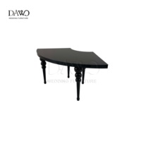 Table de salle à manger ovale noire brillante avec pieds ornés de perles, table de banquet de luxe pour mariage et événements