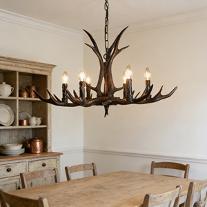 JACKSUN Schwarzer Geweih-Kronleuchter Vintage Pendelleuchte Hängelampe für Ferienhäuser Entspannungsbars Wohnzimmer Esszimmer - Product Image 5