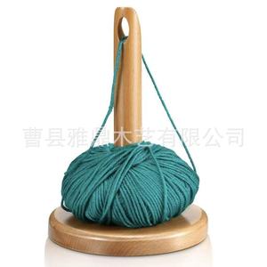 Support en bois pour bobines de fil, 13,5x13,5x18,5 cm, couleur naturelle, forme ronde, pour le tricot et l'utilisation sur bureau - Product Image 3