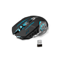 Nouvelle souris de jeu ergonomique sans fil 2.4G & Bluetooth rechargeable Type-C avec éclairage LED 7 couleurs, optique 6D, orientation pour droitier