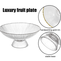 Samyo Vente en gros Bol à fruits transparent 13 pouces pour mariage Assiette de présentation en verre avec bordure dorée pour la décoration de mariage