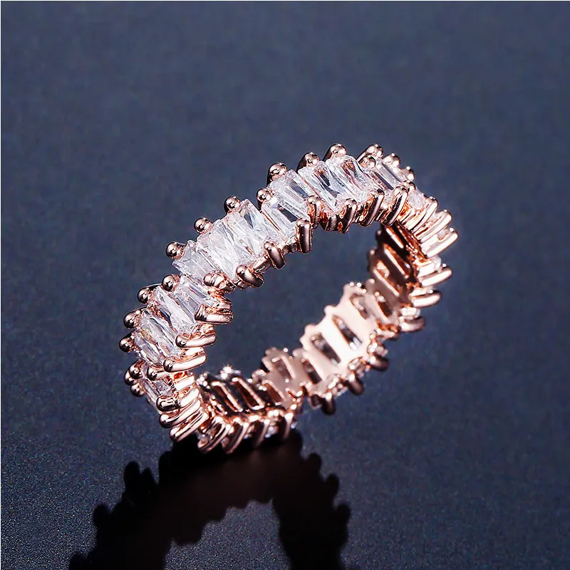 แหวนเพชรเทียมทรงสี่เหลี่ยมขนาดเล็กหรูหราสำหรับผู้หญิง,แหวนหมั้นเครื่องประดับสำหรับงานแต่งงานแหวนรูปหยดน้ำ