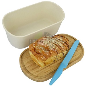 Boîte à pain en bambou avec planche à découper et trancheuse pour le stockage du pain, conteneur alimentaire à 1 niveau - Product Image 3