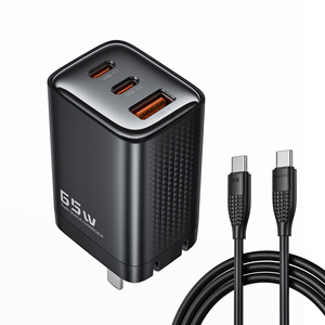 อุปกรณ์ชาร์จเทคโนโลยี toocki 65W GAN USB-C คู่ + USB-A พอร์ต <span class=keywords><strong>Samsung</strong></span> SFC <span class=keywords><strong>2.0</strong></span>ชาร์จเร็วสำหรับการใช้งานในบ้านและธุรกิจ - Product Image 1