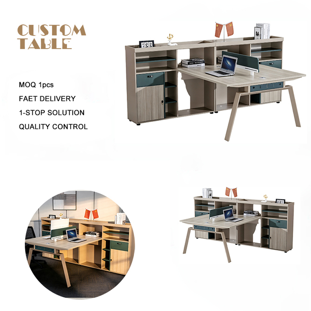 Modern Wooden Modular Work Desk Coworking Workstation Open Space Workplace Furniture Office Staff 6 Seaters Workstation Table
