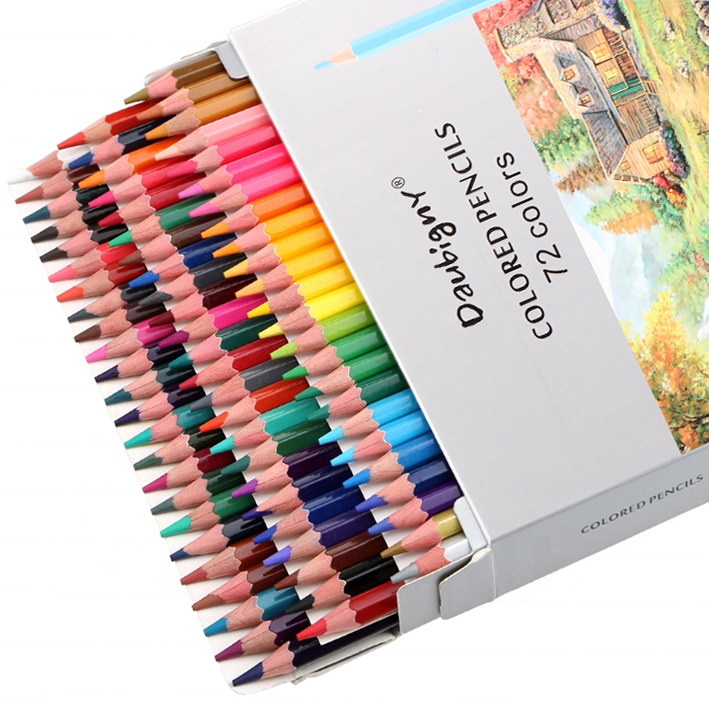 Плетеный абажур из натурального дерева, 72 цвета цветных карандашей на масляной основе шестигранные Набор цветных карандашей с бумажной коробке 72 Вт/Набор цветных карандашей/