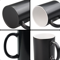 Tasses à changement de couleur avec logo personnalisé, 12 pièces, 11 oz, noir, sublimation vierge, tasse magique à changement de couleur, mug à café en céramique