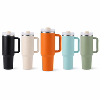 Gobelet isotherme en acier inoxydable de 40 oz avec poignée, double paroi sous vide, tasse de voyage avec couvercle à paille, garde les boissons au frais