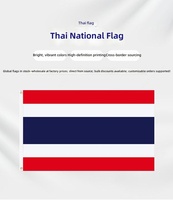 Drapeau national thaïlandais rectangulaire 90*150 cm en polyester, impression numérique, sur mesure, portable, avec mât de drapeau en acier inoxydable de 35 pieds