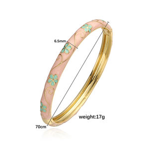 Moda Vintage renkli dört yapraklı yonca bilezik 18K altın kaplama emaye çiçek bilezik kadınlar için - Product Image 6