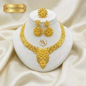Dubai Style Floral 18K Gold Plated Charm Flower Box <b>Chain</b> Necklace Designer Set for Women Wedding Fashion - Product Image 1