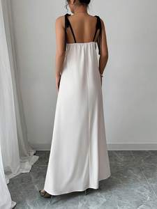 Vestidos Elegantes Casuales para Damas de Honor o Invitadas de Boda, con Tirantes Espagueti, Espalda Descubierta, Negro, Bordado a Máquina, Maxi - Product Image 4