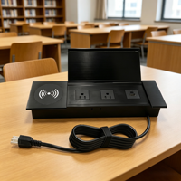 Enchufe de corriente de escritorio integrado empotrado oculto eléctrico Enchufe de aluminio negro para el lugar de trabajo Enchufe abatible