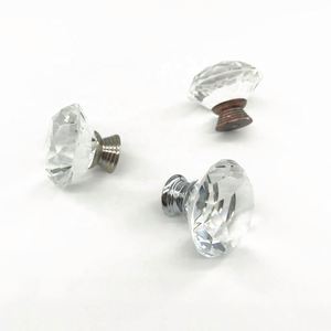 Perillas de cristal minimalistas redondas con base de zinc para muebles de dormitorio, armarios y cajones - Product Image 2