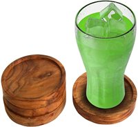 Vente en gros de 10 cm /4 en plaque de bois Dessous de verre en bois d'acacia naturel Dessous de verre en bois pour thé DIY vaisselle Dessous de verre