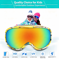Masque de ski sphérique double couche anti-buée, anti-UV et anti-reflet pour enfants, compatible OTG, vision large, logo personnalisé OEM