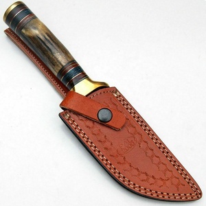 มีดเหล็กดามัสกัสกลางแจ้งงานทำมือมีดล่าสัตว์ใบมีดคงที่มีดสกินเนอร์สำหรับการอยู่รอดมีดตั้งแคมป์พร้อมปลอกหนัง - Product Image 6