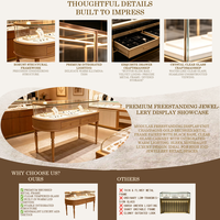 Comptoir de présentation de bijoux ovale, vitrine à bijoux en verre avec éclairage LED et tiroirs de rangement, mobilier sur mesure pour magasin de bijoux de luxe