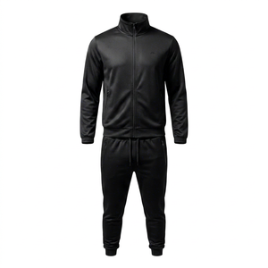 Survêtement Hip Hop Noir pour Homme, Veste Zippée et Pantalon Jogging en Polyester, Tenue de Sport Personnalisable avec Logo OEM - Product Image 1