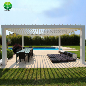 Cortina de techo <span class=keywords><strong>exterior</strong></span> de aluminio japonés cobertizo de jardín pérgola Louvre cuchillas con cortinas - Product Image 6