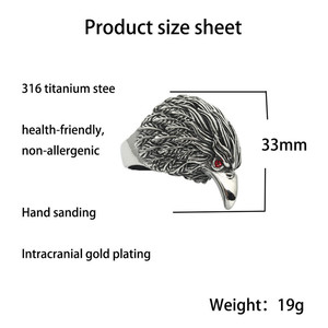 Eagle <b>Ring</b> Stainless Steel Men's Punk Style Animal <b>Ring</b> Gift 24041 - Product Image 4