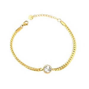 Customizable Waterproof 18K Gold Plated Cuban Link Chain with Sparkling Zircon <b>Crystal</b> Stainless Steel <b>Bracelets</b> <b>for</b> <b>Women</b> - Product Image 1
