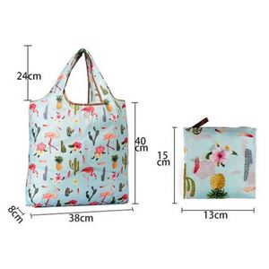 Bolsa de Compras Plegable, Portátil, Ecológica, Reutilizable, de Poliéster Estampado, Fácil de Llevar - Product Image 5