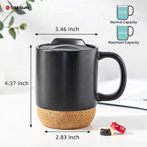 แก้วเซรามิกฐานไม้ก๊อก 15 ออนซ์ แก้วกาแฟแบบมีฝาปิดและฐานไม้ก๊อก ของขวัญวันแม่แบบกำหนดเอง สีขาวดำ แก้วเดินทาง - Product Image 5