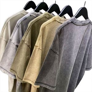 T-shirt vintage 280 GSM 100 % coton tricoté uni à col rond et manches courtes pour homme, coupe décontractée, épaules tombantes, délavage lourd, ajustement régulier - Product Image 1