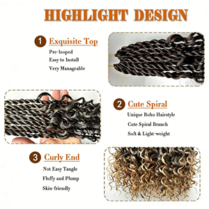 Nouvelles Tendances : Cheveux au Crochet Torsadés Sénégalais 18 Pouces Pré-Bouclés avec Pointes Frisées Style Bohème Déesse – Tresses à <span class=keywords><strong>Prix</strong></span> Usine pour la Vente en Gros - Product Image 4