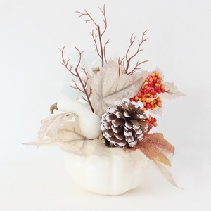 Pot de fleurs décoratif de Noël en forme de citrouille blanche artificielle pour jardin, cour, ferme, festival de la récolte, Halloween - Product Image 5