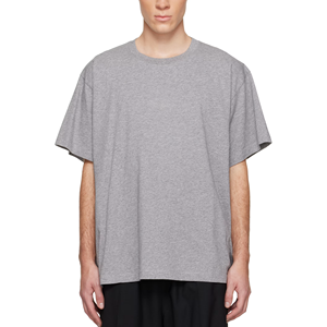 T-shirt en jersey de coton à col rond côtelé, impression personnalisée du logo, épaules tombantes, t-shirts surdimensionnés épais pour hommes - Product Image 3