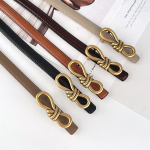 Ceinture Femme Tiyo Slim Rétro en Cuir Véritable, Boucle Double Anneau en Alliage Vintage, Durable, pour Pantalons et Robes Décontractés - Product Image 2